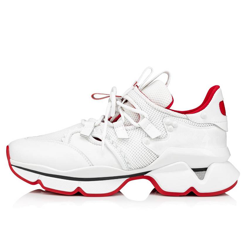 Women's Christian Louboutin Red-Runner Donna Mesh Low Top Sneakers - White [1654-709]